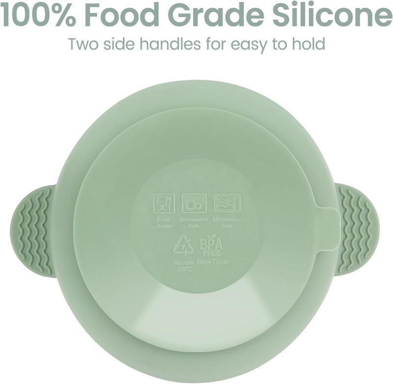 Eascrozn Baby Bowls with Suction and Baby Spoons Set of 3, Silicone Stay Put Bowls and Feeding Spoons for Babies Toddlers Kids, BPA Free,Microwave and Dishwasher Safe - Image 5